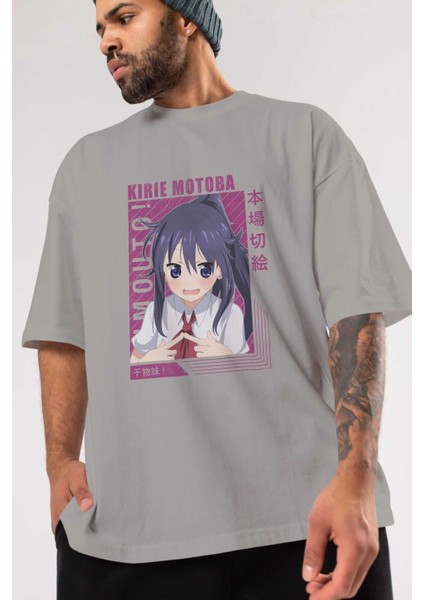 Kirie Motoba 4 Anime Ön Baskılı Gri Oversize T-Shirt %100 Pamuk Erkek Kadın modelleri