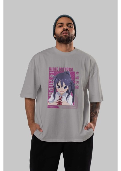 Kirie Motoba 4 Anime Ön Baskılı Gri Oversize T-Shirt %100 Pamuk Erkek Kadın indirimleri