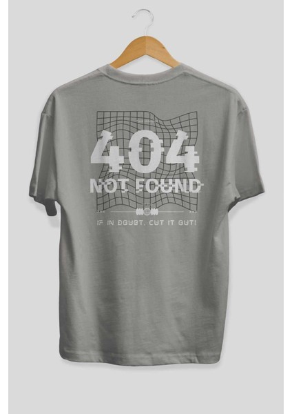 404 Not Found Arka Baskılı Gri Oversize T-Shirt Unisex Erkek Kadın Bisiklet Yaka fiyatları