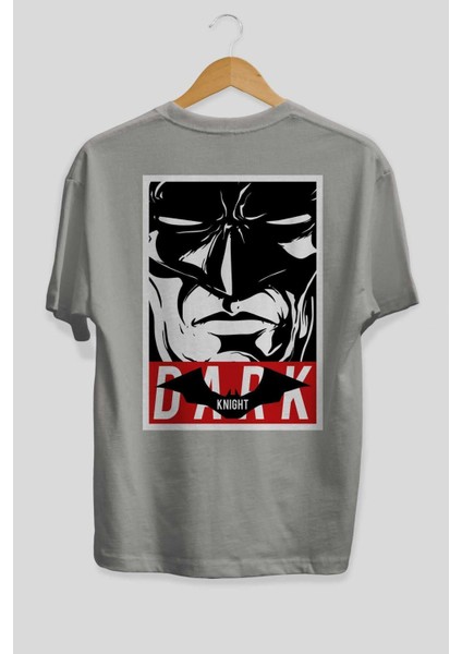 Batman (23) Arka Baskılı Gri Oversize T-Shirt Bisiklet Yaka Pamuk Erkek Kadın fiyatları