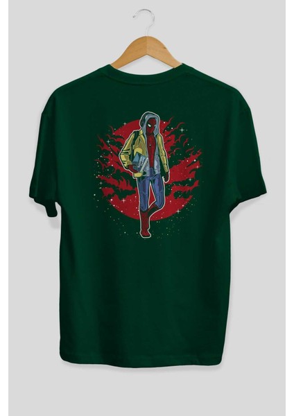 Spıderman 2 Arka Baskılı Zümrüt Yeşili Oversize T-Shirt Erkek Kadın Bisiklet Yaka fiyatları