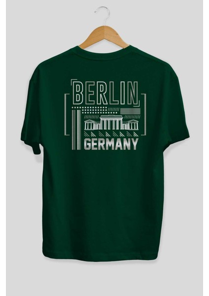 Berlin Arka Baskılı Zümrüt Yeşili Oversize T-Shirt Unisex Erkek Kadın Bisiklet Yaka fiyatları