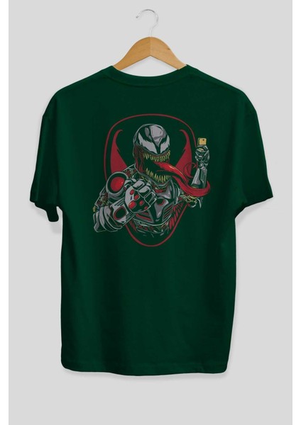 Venom (17) Arka Baskılı Zümrüt Yeşili Oversize T-Shirt Bisiklet Yaka Erkek Kadın fiyatları