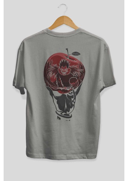 Death Note -Ryuk Anime Arka Baskılı Gri Oversize T-Shirt %100 Pamuk Erkek Kadın fiyatları