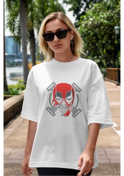 Deadpool (7) Ön Baskılı Beyaz Oversize T-Shirt Bisiklet Yaka Erkek Kadın indirimleri