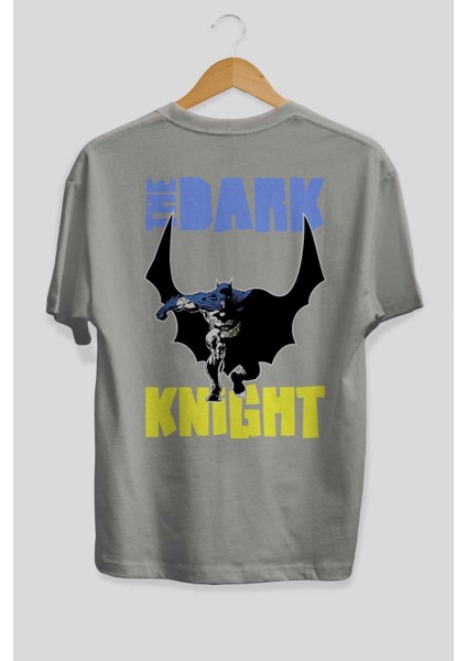 Batman (16) Arka Baskılı Gri Oversize T-Shirt Bisiklet Yaka Pamuk Erkek Kadın fiyatları