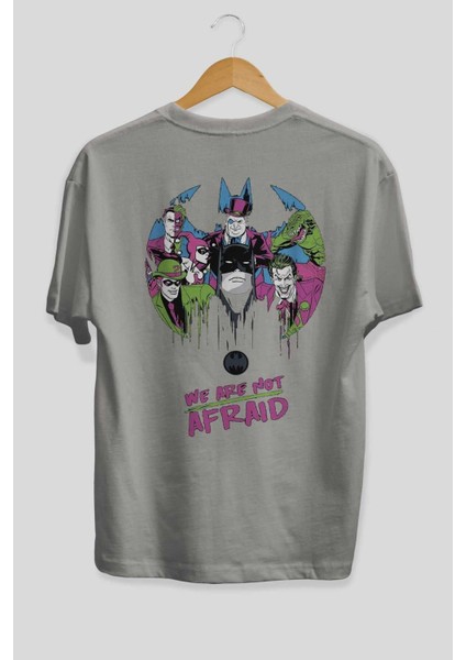 Batman Joker Arka Baskılı Gri Oversize T-Shirt Bisiklet Yaka Pamuk Erkek Kadın fiyatları