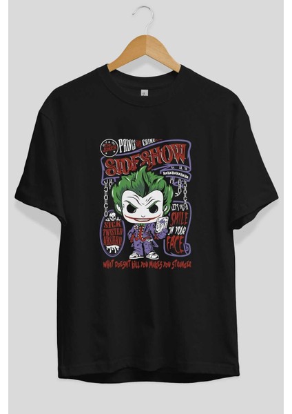 Joker (4) Ön Baskılı Siyah Oversize T-Shirt Bisiklet Yaka Erkek Kadın fiyatları