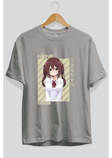 Nene Ebina 1 Anime Ön Baskılı Gri Oversize T-Shirt %100 Pamuk Erkek Kadın fiyatları
