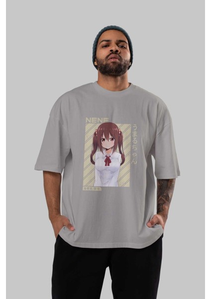 Nene Ebina 1 Anime Ön Baskılı Gri Oversize T-Shirt %100 Pamuk Erkek Kadın indirimleri