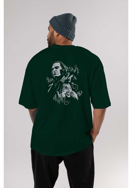 Joker 2 Arka Baskılı Zümrüt Yeşili Oversize T-Shirt Bisiklet Yaka Erkek Kadın indirimleri
