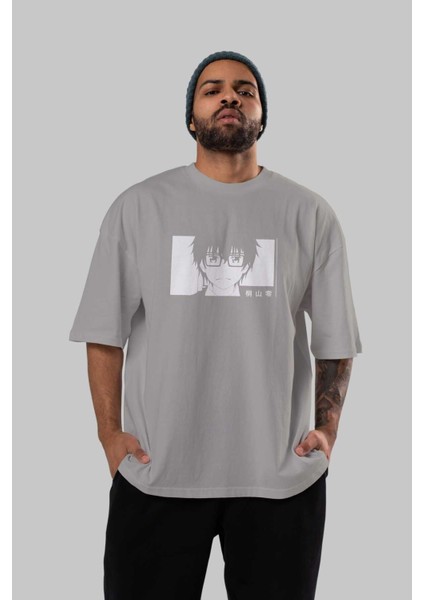 Rei Kiriyama 3 Anime Ön Baskılı Gri Oversize T-Shirt %100 Pamuk Erkek Kadın indirimleri