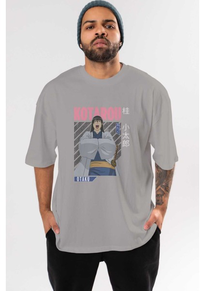 Kotarou Katsura Gıntama 1 Anime Ön Baskılı Gri Oversize T-Shirt %100 Pamuk Erkek Kadın