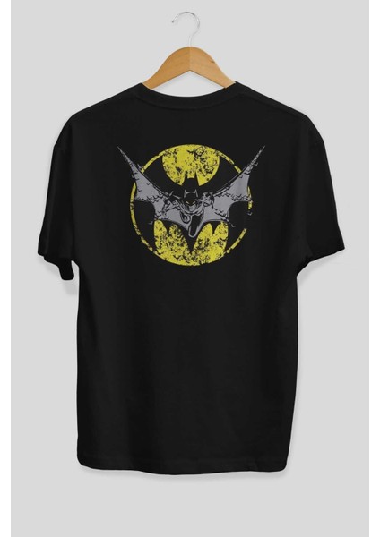 Batman 5 Arka Baskılı Siyah Oversize T-Shirt Bisiklet Yaka Pamuk Erkek Kadın fiyatları