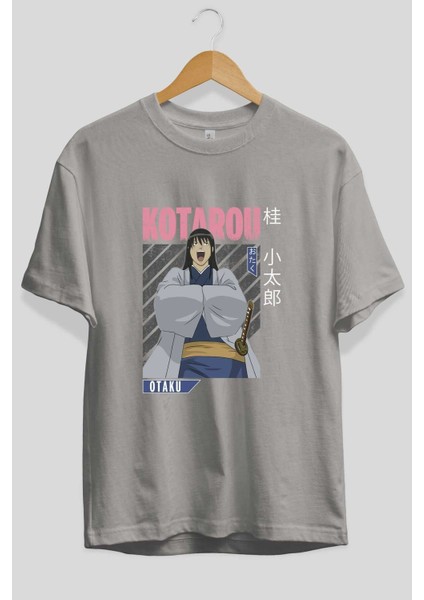 Kotarou Katsura Gıntama 1 Anime Ön Baskılı Gri Oversize T-Shirt %100 Pamuk Erkek Kadın fiyatları