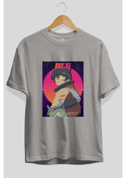Reg 7 Anime Ön Baskılı Gri Oversize T-Shirt %100 Pamuk Erkek Kadın fiyatları
