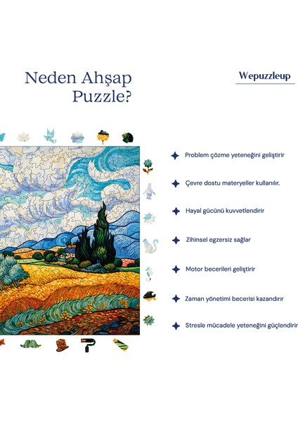 Van Gogh Selvili Buğday Tarlası Reprodüksiyon Ahşap Puzzle Yetişkin Benzersiz Parçalı Puzzle S1-37