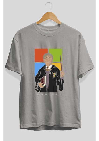 Harry Potter Gates Ön Baskılı Gri Oversize T-Shirt Unisex Erkek Kadın Bisiklet Yaka fiyatları