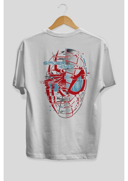 Spiderman (14) Arka Baskılı Beyaz Oversize T-Shirt Bisiklet Yaka Pamuk Erkek Kadın fiyatları