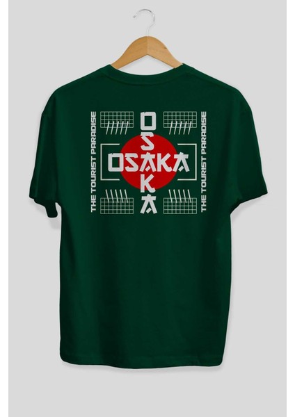 Osaka The Paradise Arka Baskılı Zümrüt Yeşili Oversize T-Shirt Erkek Kadın Bisiklet Yaka fiyatları
