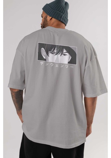 Wen-Li Yang 1 Anime Arka Baskılı Gri Oversize T-Shirt %100 Pamuk Erkek Kadın indirimleri