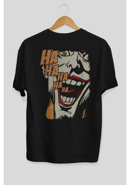 Joker (7) Arka Baskılı Siyah Oversize T-Shirt Bisiklet Yaka Pamuk Erkek Kadın fiyatları