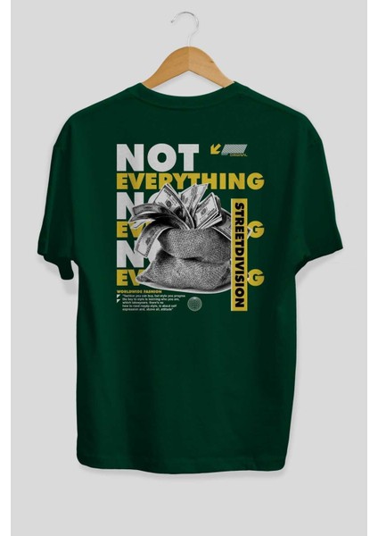 Not Everything Arka Baskılı Zümrüt Yeşili Oversize T-Shirt Unisex Erkek Kadın Bisiklet Yaka fiyatları