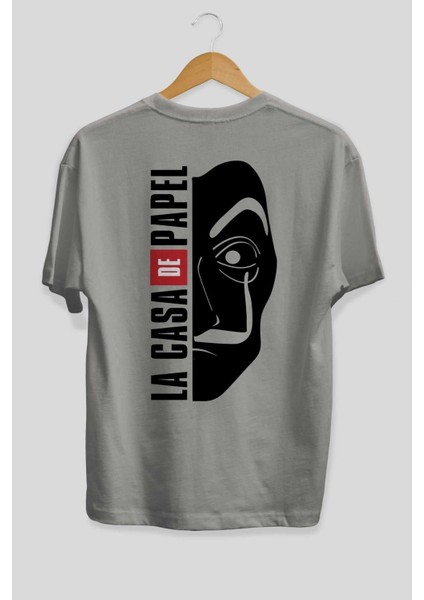 La Casa De Papel (3) Arka Baskılı Gri Oversize T-Shirt Bisiklet Yaka Pamuk Erkek Kadın fiyatları