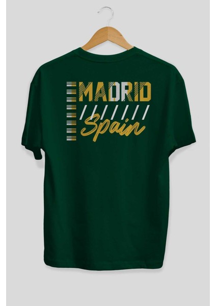 Madrid Arka Baskılı Zümrüt Yeşili Oversize T-Shirt Unisex Erkek Kadın Bisiklet Yaka fiyatları