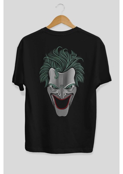 Joker (1) Arka Baskılı Siyah Oversize T-Shirt Bisiklet Yaka Pamuk Erkek Kadın fiyatları