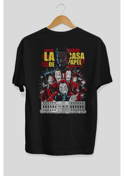 La Casa De Papel (6) Arka Baskılı Siyah Oversize T-Shirt Bisiklet Yaka Pamuk Erkek Kadın fiyatları