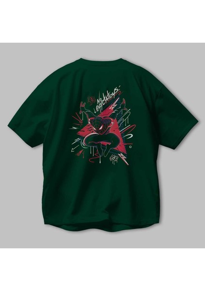 Spiderman (23) Arka Baskılı Zümrüt Yeşili Oversize T-Shirt Bisiklet Yaka Erkek Kadın modelleri