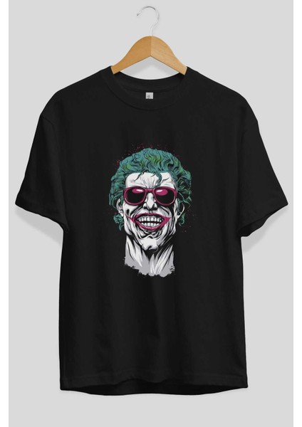 Joker 1 Ön Baskılı Siyah Oversize T-Shirt Bisiklet Yaka Erkek Kadın fiyatları