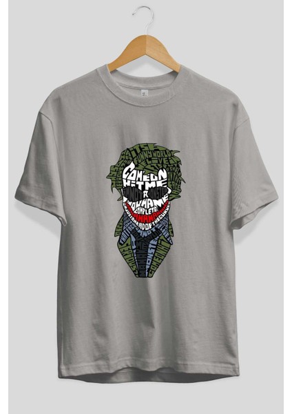 Why So Serious Ön Baskılı Gri Oversize T-Shirt Unisex Erkek Kadın Bisiklet Yaka fiyatları