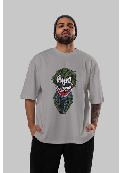 Why So Serious Ön Baskılı Gri Oversize T-Shirt Unisex Erkek Kadın Bisiklet Yaka indirimleri