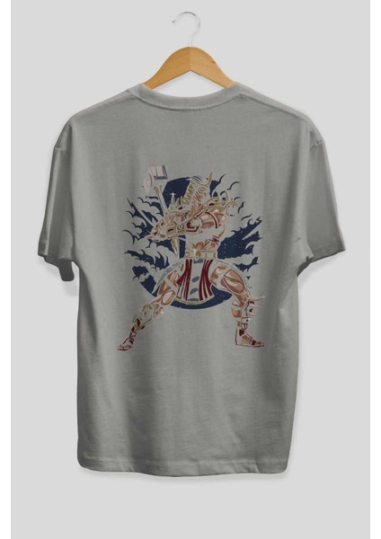 Emperor Arka Baskılı Gri Oversize T-Shirt Unisex Erkek Kadın Bisiklet Yaka fiyatları