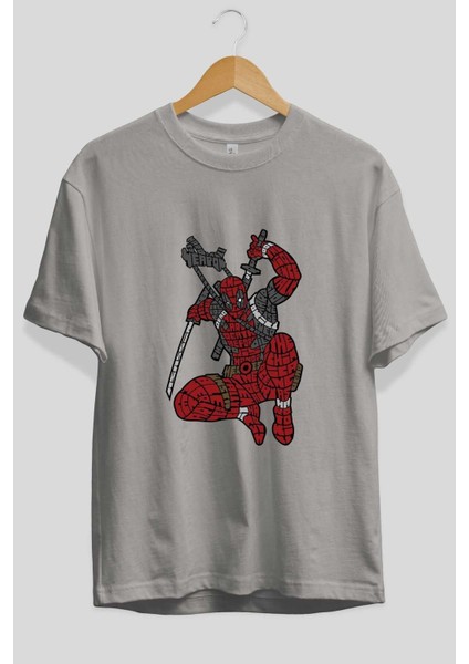 Chimichanga Ön Baskılı Gri Oversize T-Shirt Unisex Erkek Kadın Bisiklet Yaka fiyatları