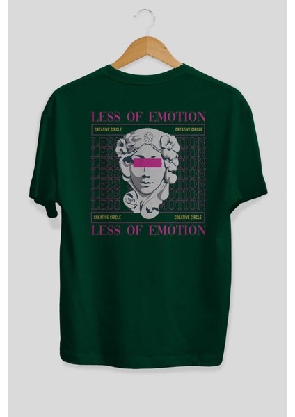 Less Of Emotion Arka Baskılı Zümrüt Yeşili Oversize T-Shirt Unisex Erkek Kadın Bisiklet Yaka fiyatları