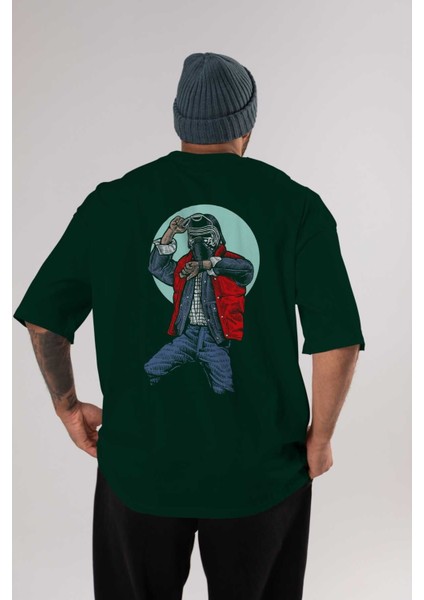 Kylo Mcfly Arka Baskılı Zümrüt Yeşili Oversize T-Shirt Unisex Erkek Kadın Bisiklet Yaka