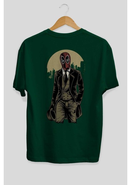 Classic Mercenary Arka Baskılı Zümrüt Yeşili Oversize T-Shirt Unisex Erkek Kadın Bisiklet Yaka fiyatları