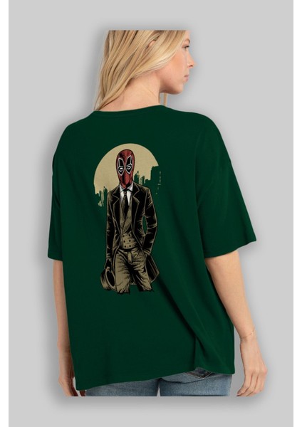 Classic Mercenary Arka Baskılı Zümrüt Yeşili Oversize T-Shirt Unisex Erkek Kadın Bisiklet Yaka fırsatları