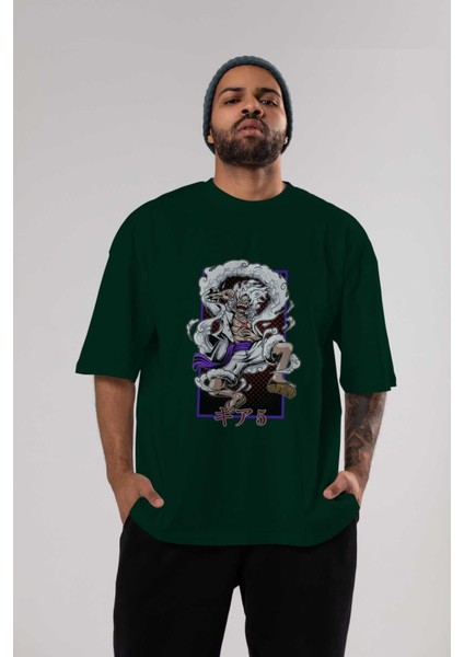 Monkey D. Luffy Gear5 Anime Ön Baskılı Zümrüt Yeşili Oversize T-Shirt Erkek Kadın indirimleri