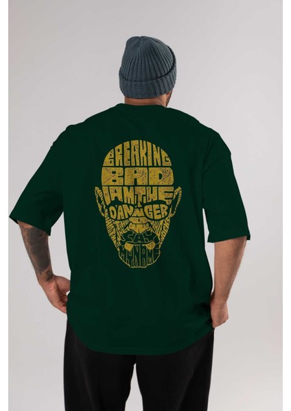 Breaking Bad Arka Baskılı Zümrüt Yeşili Oversize T-Shirt Unisex Erkek Kadın Bisiklet Yaka