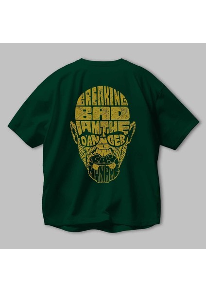 Breaking Bad Arka Baskılı Zümrüt Yeşili Oversize T-Shirt Unisex Erkek Kadın Bisiklet Yaka