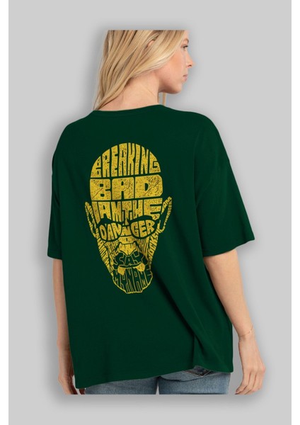 Breaking Bad Arka Baskılı Zümrüt Yeşili Oversize T-Shirt Unisex Erkek Kadın Bisiklet Yaka
