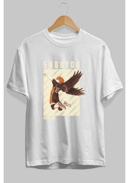 Shouyou Hinata 3 Anime Ön Baskılı Beyaz Oversize T-Shirt Erkek Kadın fiyatları