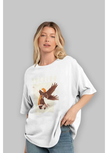 Shouyou Hinata 3 Anime Ön Baskılı Beyaz Oversize T-Shirt Erkek Kadın fırsatları