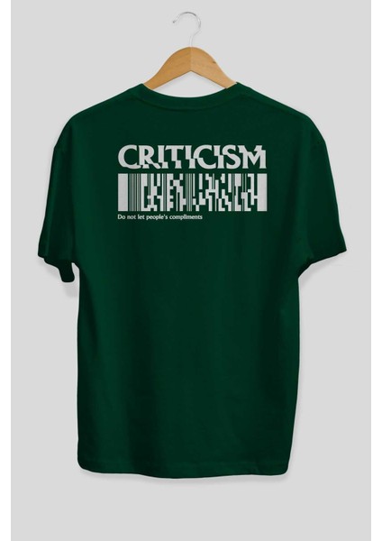 Criticism Streetwear Arka Baskılı Zümrüt Yeşili Oversize T-Shirt Unisex Erkek Kadın Bisiklet Yaka fiyatları