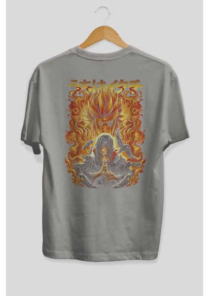Naruto Itachı Uchıha Anime Arka Baskılı Gri Oversize T-Shirt %100 Pamuk Erkek Kadın fiyatları