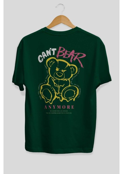 Cant Bear Anymore Arka Baskılı Zümrüt Yeşili Oversize T-Shirt Unisex Erkek Kadın Bisiklet Yaka fiyatları